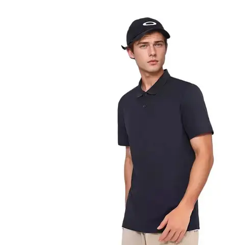 ochama [100 Series Cloud Sense Quick Dry] Sports Short Sleeve Polo Shirt Men's RunningFitness Outdoor Summer Black XL