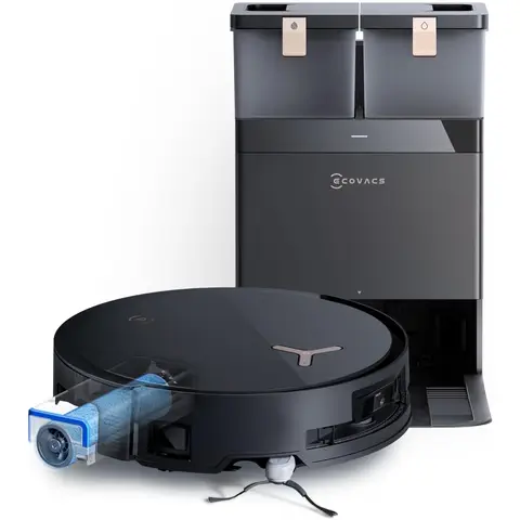 ECOVACS DEEBOT X8 OMNI Robot Vacuum with Mop - Black, 18,000Pa Suction, Auto Mop Washing & Emptying, 40-75℃ Hot Water Mop Washing & 63℃ Hot Air-Drying