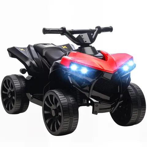 AIYAPLAY 6V Electric Ride on Car, Kids ATV 4 Wheeler with Music and LED Headlights, Indoor Outdoor Toy Car Red