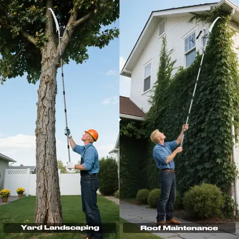 FLORA GUARD 16.5 FT Pole Saw, Extendable Tree Pruner with 12 Stainless Steel Poles, Aluminum Alloy Head, SK5 Saw for Tree Trimming, Branch Cutting, Yard & Garden Pruning