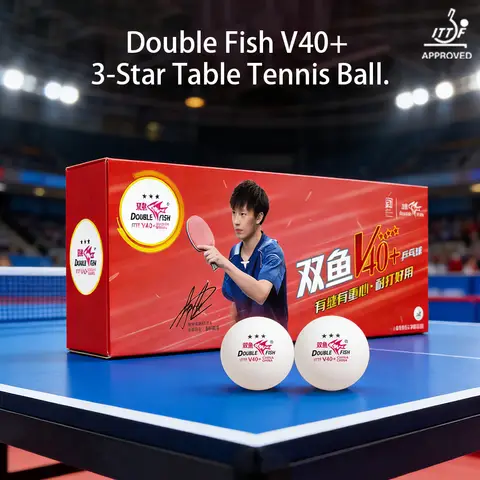 Double Fish  3-Star V40+ Professional Competition ABS Seamed Table Tennis Balls Pack of 10,white