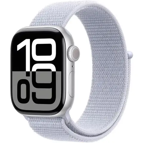 Apple Watch Series 10 (GPS + Cellular) - Silver Aluminium - Blue Cloud Sport Loop - 42mm (One Size)