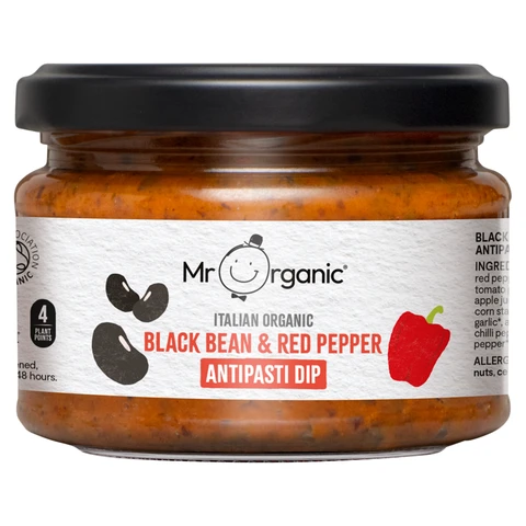 Mr Organic Organic Black Bean & Red Pepper Antipasti Dip 230g