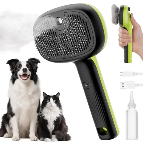 pecute Pet Spray Comb with Water Bottle - Green