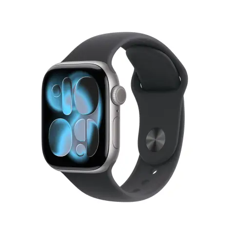 Apple Watch Series 11 GPS + Cellular 42mm Space Grau Aluminiumgehäuse mit Schwarzem Sportarmband - S/M