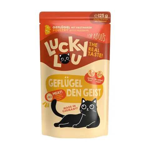 Lucky Lou Lifestage, Viel Fleisch, Innereien & Sud, Nassfutter für Katzen, Premiumqualität (125g (16er Pack), Adult Geflügel)