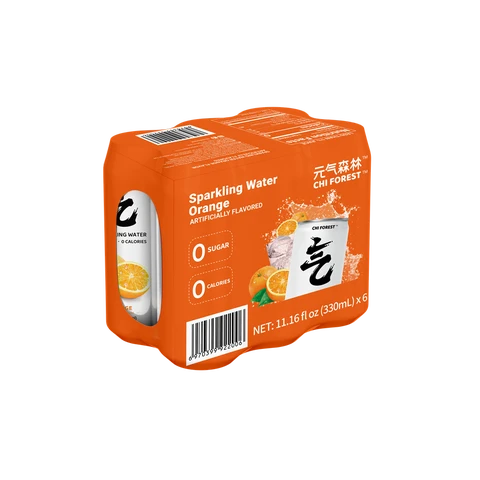 Genki Forest Mandarin Orange Flavored Soda Sparkling Water 330ml*6【Only sold in France, Belgium, Luxembourg】