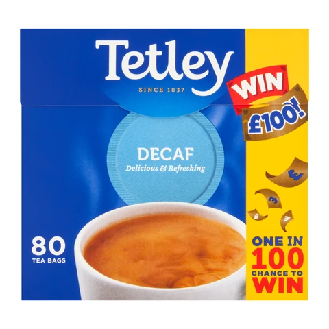 Tetley 80 Decaffeinated Tea Bags 250g