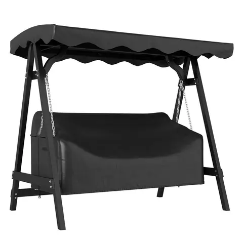 Outsunny Hollywoodschaukel Abdeckung 3 Sitzer, Wasserdicht Winddicht Schutzhülle für Gartenschaukel, UV-Beständig Abdeckplane für Hängesessel, Gartenmöbel, 185 x 76 x 81 cm Schwarz