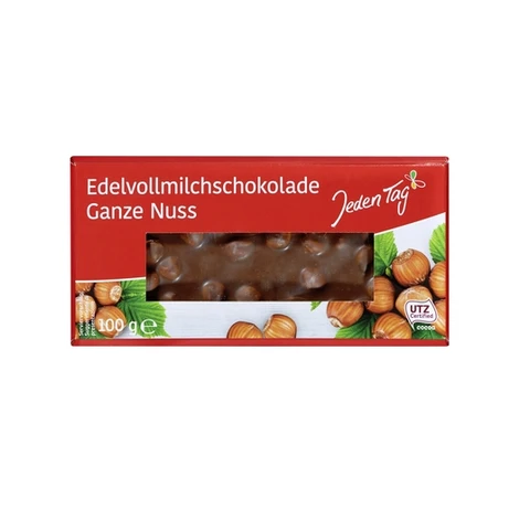 Jeden Tag Vollmilchschokolade mit ganzen Haselnüssen 100 g