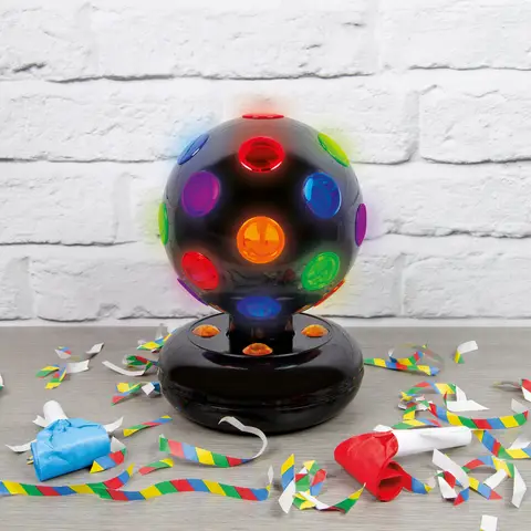 GLOBAL GIZMOS Table Lamp Party Ball Rotating Black/Multicolour Small