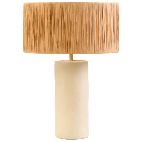 Carta 51cm Natural Papier Mache Table Lamp With Natural Raffia Shade