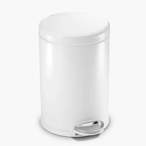 Simplehuman 4.5L Round Bathroom Pedal Bin, White Steel