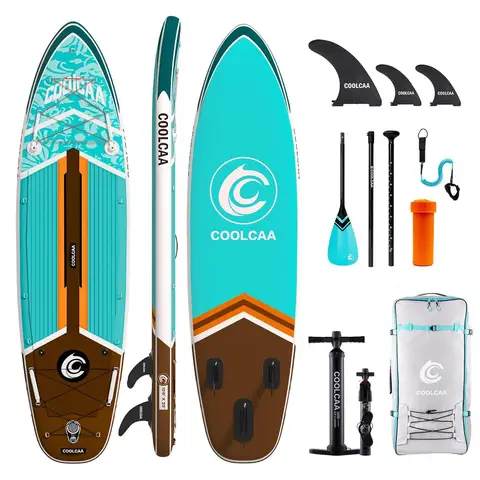 COOLCAA Dolphin Series Inflatable Stand Up Paddle Board 11'8" Set with Carbon Fiber Paddle (Cruiser)
