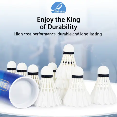 Double Fish JinQue King-Durable Goose Feather Badminton Shuttlecocks 12-Pack-Speed 76-Blue