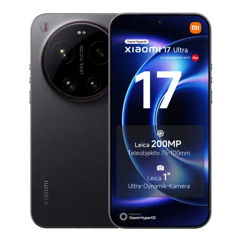 Xiaomi 17 Ultra Smartphone 16+512 GB, Leica 200 MP Teleobjektiv (75–100 mm), Leica APO Optik, LOFIC HDR Technologie, Xiaomi HyperAI, Schwarz