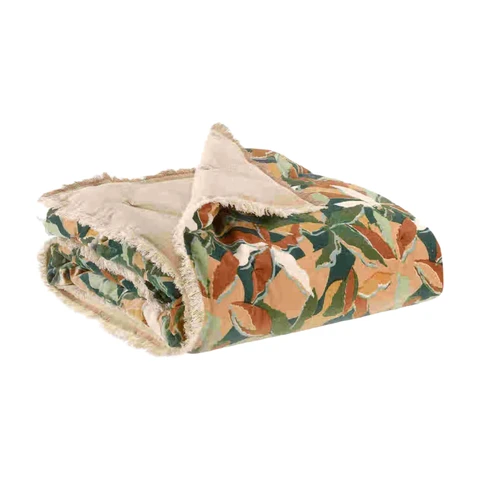 Vivaraise Alina Plaid imprimé pétrole - 135 x 200 cm