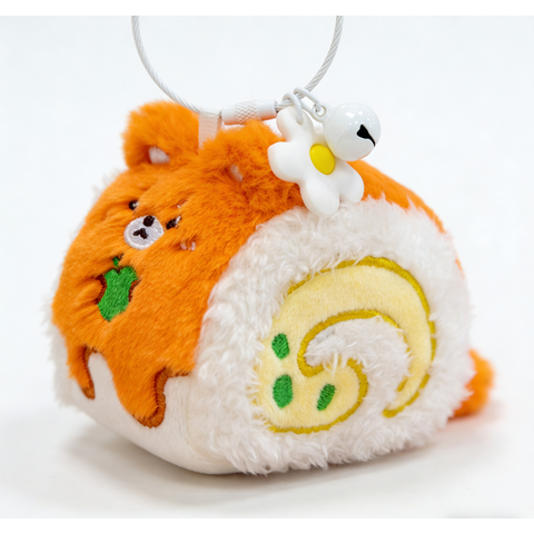 Peluche Porte-clés renard en forme de roulé - 8 cm