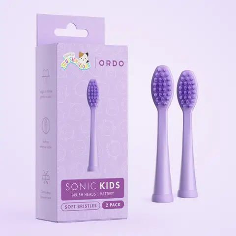 Ordo Squishmallows Brush Heads for Battery Toothbrush, 2 Pack, Soft Bristles, Ages 4+, Daxxon