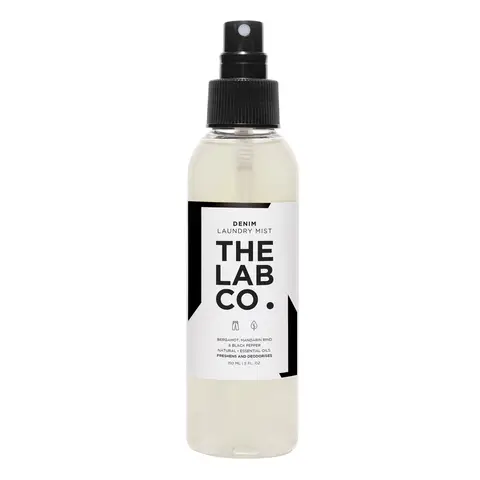 The Lab Co. Denim Fabric Mist Spray 150ml for jackets and jeans fabric freshener deodoriser reviver mist quick refresh. Fragranced with Bergamot, Mandarin & Black Pepper