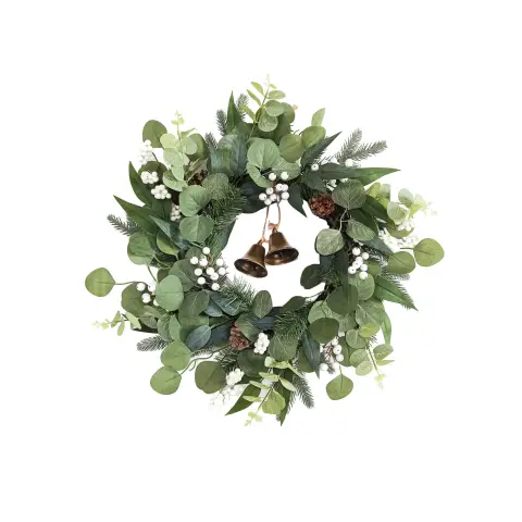 Daisy Darcy Eucalyptus Berry Wreath with Metal Bells