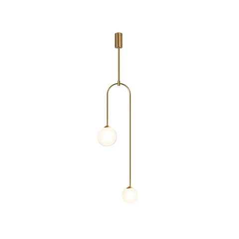 Homary Modern Pendant Light Glass Globe 2-Light U-Shaped in Gold for Living Room and Bedroom