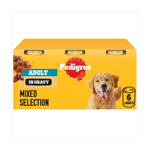 Pedigree Adult Wet Dog Food Mixed Selection in Gravy 6 x 400g Can