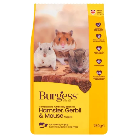 Burgess Hamster Gerbil And Mouse Nuggets 750g