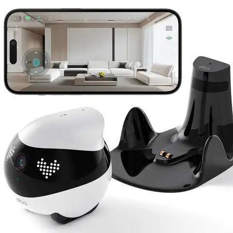 Enabot EBO Air 2 Robot caméra pour animaux - Blanc colombe, Surveillance HD, Teasing à distance pour animaux, Compatible smart home