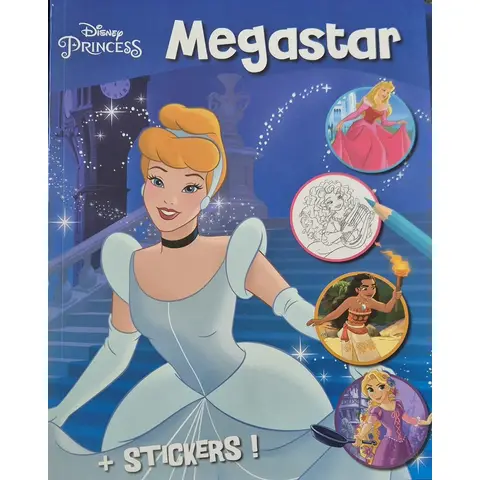 Disney megastar kleurboek - Prinses Assepoester, 29 x 21 cm, wit/blauw