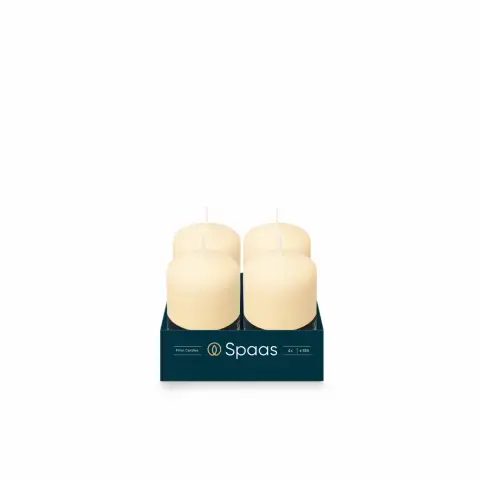 Spaas Pillar Candle Unscented Ivory D:5xH:8cm 4pcs