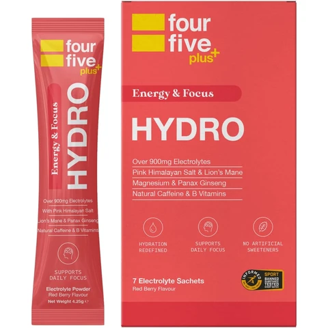 fourfive Hydro Plus Focus & Energy Hydration Powder 900mg+ Electrolytes - 7 Sachets