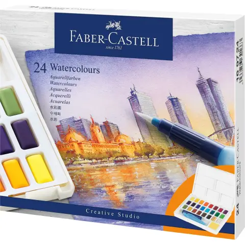 Faber-Castell Creative Studio Watercolour Pan Kit, Set of 24