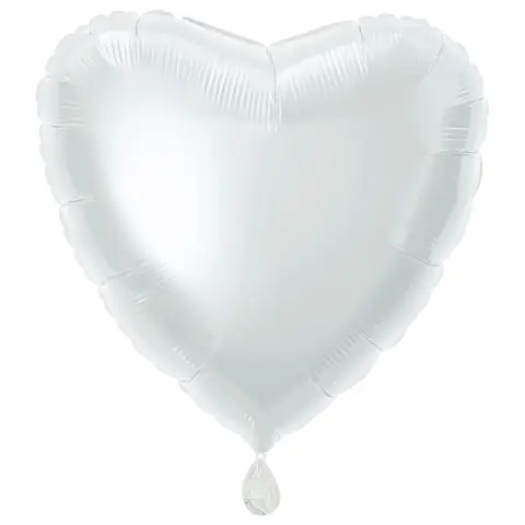 Unique Party Heart Foil Balloon, White, 45cm