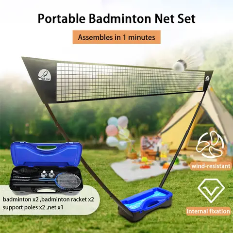 Double Fish BX-01 Outdoor Family Badminton Set with Net, Rackets, Balls and Poles