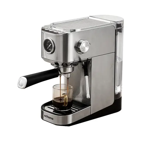 ochama Machine à espresso semi-automatique, corps entièrement métallique, extraction haute pression à 20 bars, machine à espresso italienne, cafetière compacte pour la maison