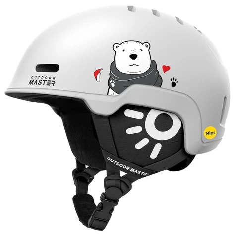 Casque de Ski Enfant OutdoorMaster Reindeer MIPS pour Garçons, Filles et Jeunes - Blanc Taille S