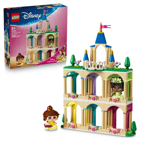 LEGO Disney Princess 43291 Die Mini-Prinzessinnen Belle und Tiana mit ihrem Schloss