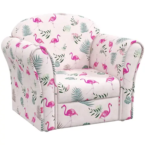 AIYAPLAY Kids Sofa Chair, Toddler Armchair with Dinosaur Design, Wooden Frame, Upholstered Toddler Chair for Bedroom Pink