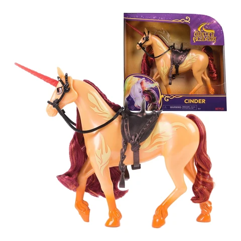 Unicorn Academy Cinder speelfiguur met 2 rijdaccessoires - 28 cm, multikleur