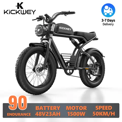 KICKWEY K7 Adult Electric Bicycle 1500W Motor E-bike 48V23Ah Battery Electric Bike 20 Inch Fat Tire Men's E-Mountain Bike