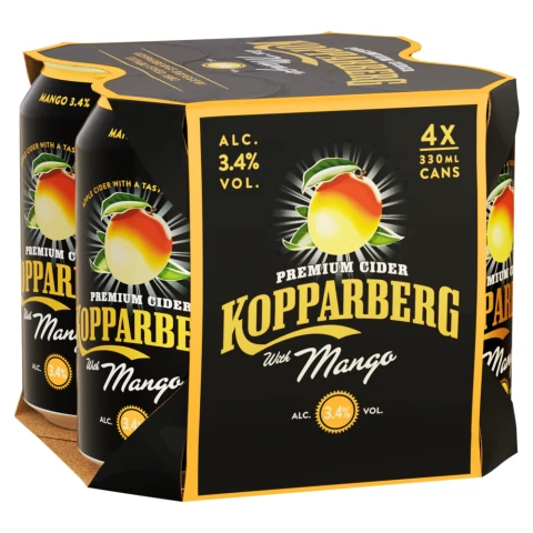 KOPPARBERG MANGO 4 X 330ML (ABV 3.4%)