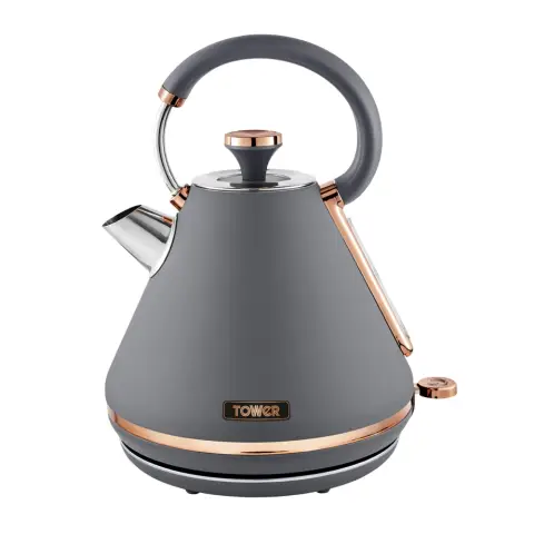 Tower T10044RGG Cavaletto Pyramid Kettle with Fast Boil, Detachable Filter, 1.7L, 3000W, Grey and Rose Gold