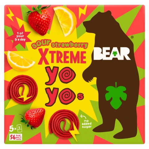 BEAR Sour Strawberry Xtreme Fruit Yoyos 100g