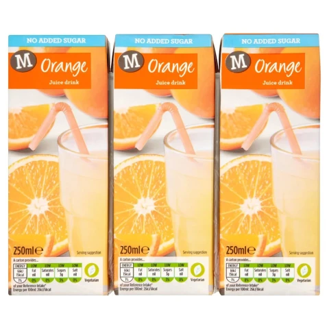 Morrisons No Added Sugar Orange Juice Drink 3x250ml