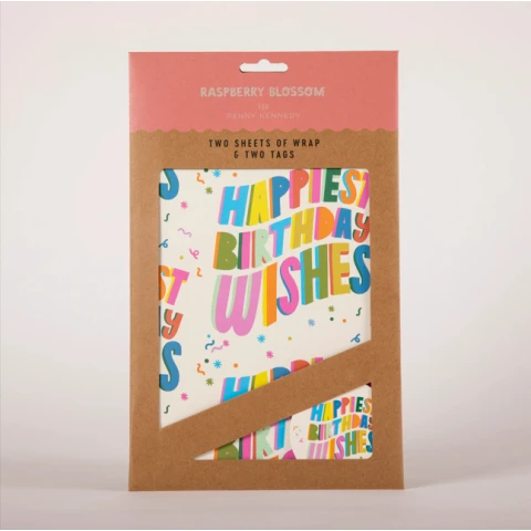 Raspberry Blossom Happy Birthday Wrapping Paper Bundle 