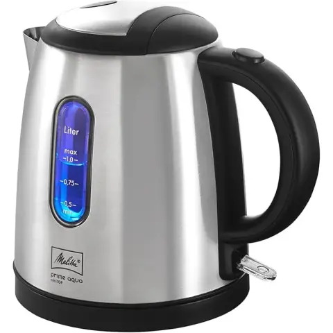 Melitta Prime Aqua Mini Top Wasserkocher, Edelstahl, 1,0 L, 2200 W, Externer Wasserstandsanzeiger, 1018-03