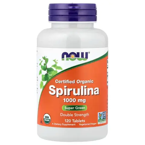 NOW Foods Spirulina Superfood 1000mg Daily Wellness Support Tablets - 120 Tablets