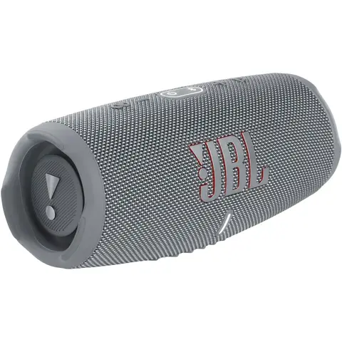 JBL Charge 5 Bluetooth-Lautsprecher - Grau – Wasserdichter, tragbarer Boombox mit eingebauter Powerbank – Eine Akkuladung für bis zu 20 Stunden kabellose Musik