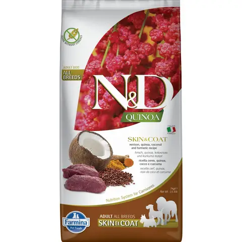 Farmina N&D Quinoa Haut & Fell Hundefutter für Erwachsene Mittel-/Großrassen Wild 7 kg